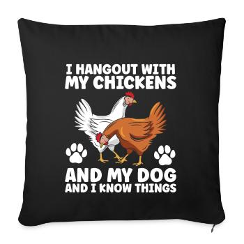 Chicken Dogs Farmer Farmer Dog Agriculture - Sofa pillow with filling 45cm x 45cm - black - Front