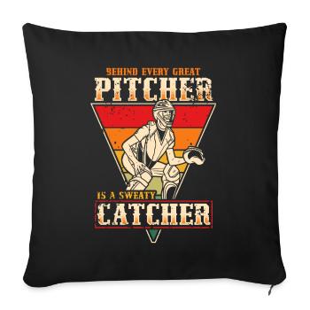 Baseball Catcher Baseball Player Pitcher - Sofa pillow with filling 45cm x 45cm - black - Front