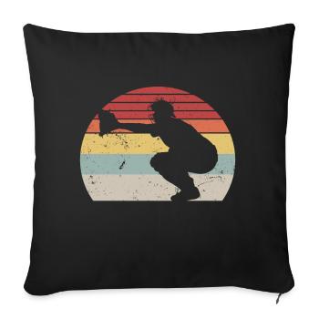 Receveur de baseball Lanceur de baseball - Coussin et housse de 45 x 45 cm - noir - Devant