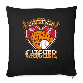 Receveur de baseball Lanceur de baseball - Coussin et housse de 45 x 45 cm - noir - Devant