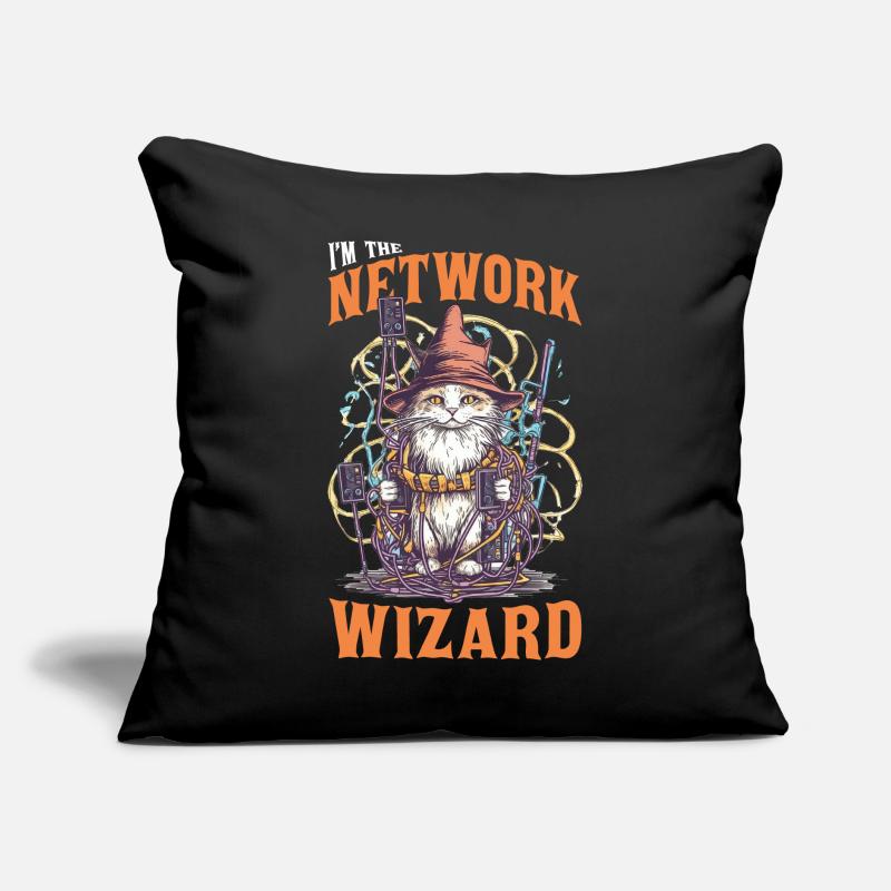 Network Wizard Network Admin Cat Computer Engineer Sofakissen mit Füllung 45 x 45 cm