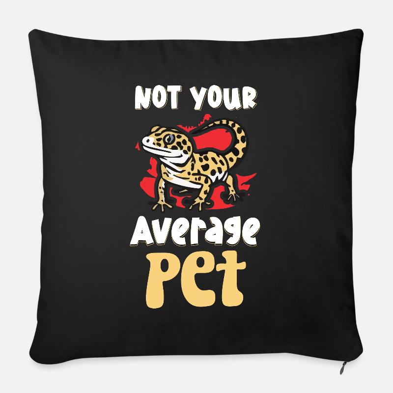 Drôle de propriétaire de gecko léopard, humour reptile, - Coussin et housse de 45 x 45 cm - noir