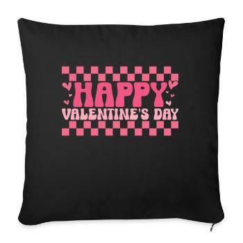 Retro Groovy 70's Valentine's Day Hearts Couple - Sofa pillow with filling 45cm x 45cm - black - Front