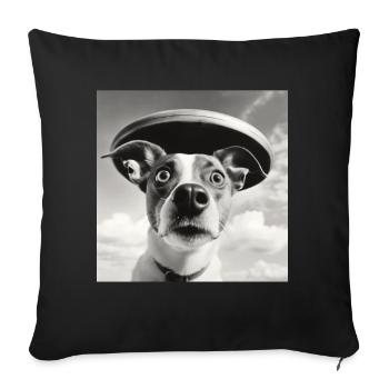 Selfie UFO Dog Funny Alien Ufo Dog Lover - Sofa pillow with filling 45cm x 45cm - black - Front