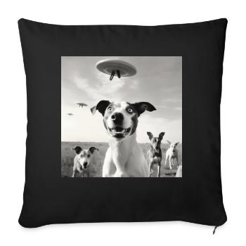 Selfie UFO Dog Funny Alien Ufo Dog Lover - Sofa pillow with filling 45cm x 45cm - black - Front