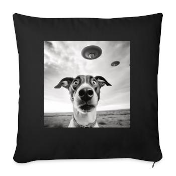 Selfie UFO Dog Funny Alien Ufo Dog Lover - Sofa pillow with filling 45cm x 45cm - black - Front