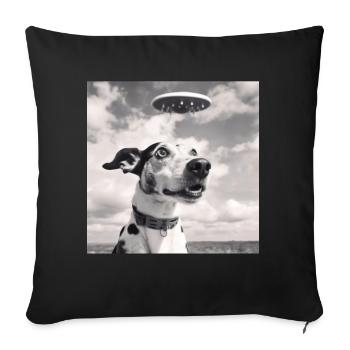 Selfie UFO Dog Funny Alien Ufo Dog Lover - Sofa pillow with filling 45cm x 45cm - black - Front