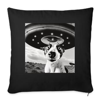 Selfie UFO Dog Funny Alien Ufo Dog Lover - Sofa pillow with filling 45cm x 45cm - black - Front