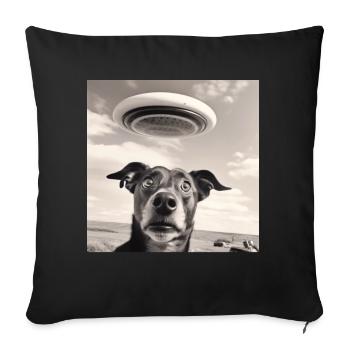 Selfie UFO Dog Funny Alien Ufo Dog Lover - Sofa pillow with filling 45cm x 45cm - black - Front
