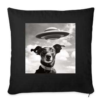 Selfie UFO Dog Funny Alien Ufo Dog Lover - Sofa pillow with filling 45cm x 45cm - black - Front