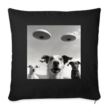 Selfie UFO Dog Funny Alien Ufo Dog Lover - Sofa pillow with filling 45cm x 45cm - black - Front
