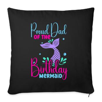 Fête d’anniversaire sirène famille assortie - Coussin et housse de 45 x 45 cm - noir - Devant