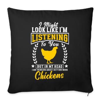 Amoureux de la poule Fermier Poulailler Amoureux de la poule - Coussin et housse de 45 x 45 cm - noir - Devant