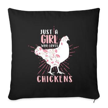 Amoureux de la poule Fermier Poulailler Amoureux de la poule - Coussin et housse de 45 x 45 cm - noir - Devant