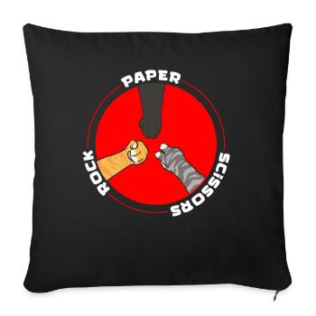 Pierre Papier Ciseaux Jeu De Main Drôle Chat Enfants - Coussin et housse de 45 x 45 cm - noir - Devant