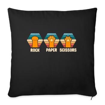 Pierre Papier Ciseaux Jeu De Main Drôle Chat Enfants - Coussin et housse de 45 x 45 cm - noir - Devant