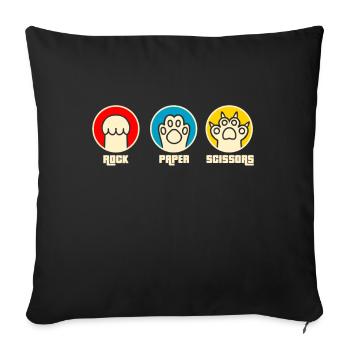 Pierre Papier Ciseaux Jeu De Main Drôle Chat Enfants - Coussin et housse de 45 x 45 cm - noir - Devant