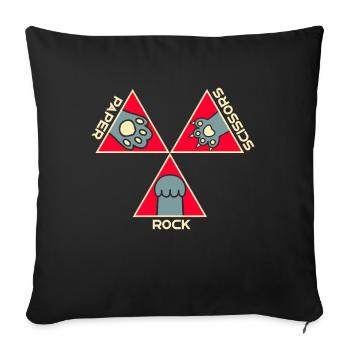 Pierre Papier Ciseaux Jeu De Main Drôle Chat Enfants - Coussin et housse de 45 x 45 cm - noir - Devant