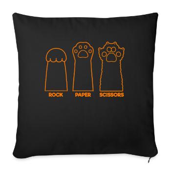 Pierre Papier Ciseaux Jeu De Main Drôle Chat Enfants - Coussin et housse de 45 x 45 cm - noir - Devant