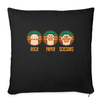 Pierre Papier Ciseaux Jeu De Main Drôle Chat Enfants - Coussin et housse de 45 x 45 cm - noir - Devant