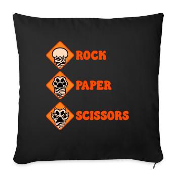 Pierre Papier Ciseaux Jeu De Main Drôle Chat Enfants - Coussin et housse de 45 x 45 cm - noir - Devant