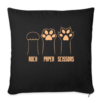 Pierre Papier Ciseaux Jeu De Main Drôle Chat Enfants - Coussin et housse de 45 x 45 cm - noir - Devant
