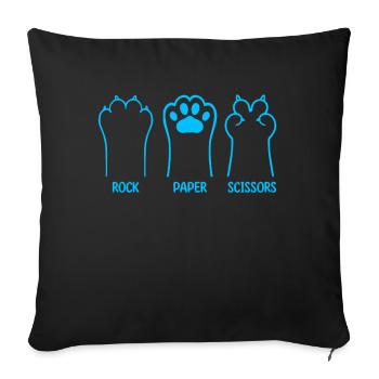 Pierre Papier Ciseaux Jeu De Main Drôle Chat Enfants - Coussin et housse de 45 x 45 cm - noir - Devant