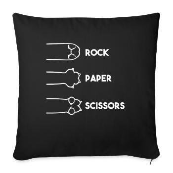 Pierre Papier Ciseaux Jeu De Main Drôle Chat Enfants - Coussin et housse de 45 x 45 cm - noir - Devant