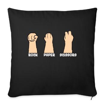 Pierre Papier Ciseaux Jeu De Main Drôle Chat Enfants - Coussin et housse de 45 x 45 cm - noir - Devant
