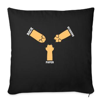 Pierre Papier Ciseaux Jeu De Main Drôle Chat Enfants - Coussin et housse de 45 x 45 cm - noir - Devant