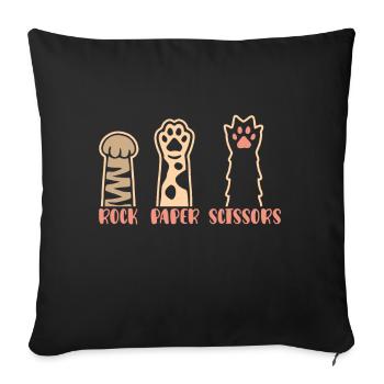 Pierre Papier Ciseaux Jeu De Main Drôle Chat Enfants - Coussin et housse de 45 x 45 cm - noir - Devant