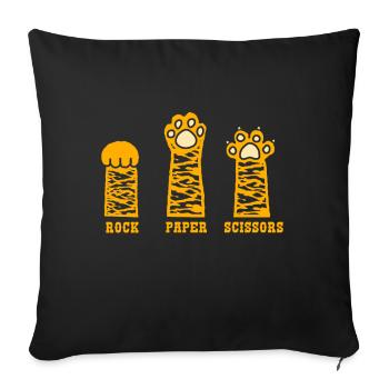 Pierre Papier Ciseaux Jeu De Main Drôle Chat Enfants - Coussin et housse de 45 x 45 cm - noir - Devant