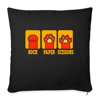 Pierre Papier Ciseaux Jeu De Main Drôle Chat Enfants - Coussin et housse de 45 x 45 cm - noir - Devant
