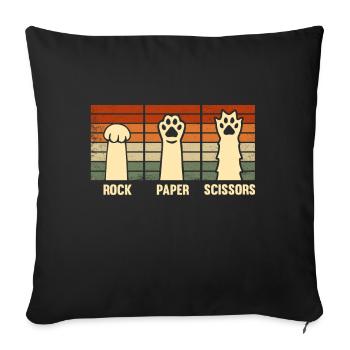 Pierre Papier Ciseaux Jeu De Main Drôle Chat Enfants - Coussin et housse de 45 x 45 cm - noir - Devant