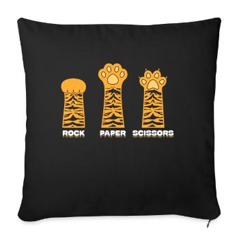 Pierre Papier Ciseaux Jeu De Main Drôle Chat Enfants - Coussin et housse de 45 x 45 cm - noir - Devant