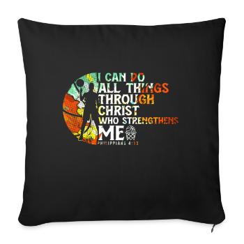 Christian Basketball Jesus Speaks Religious - Sofa pillow with filling 45cm x 45cm - black - Front