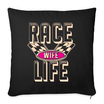 course femme course citations voiture pilote - Coussin et housse de 45 x 45 cm - noir - Devant