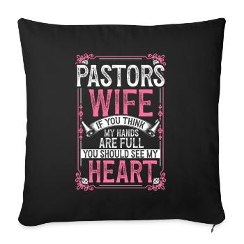 L’épouse du pasteur Jesus Christian Church appréciation - Coussin et housse de 45 x 45 cm - noir - Devant