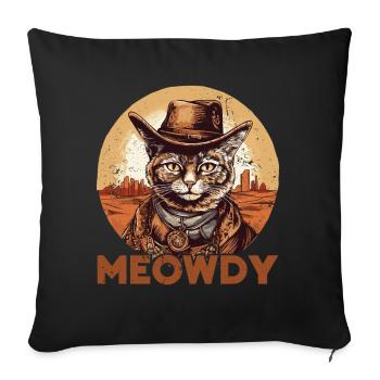 Miaou Chat Miow Chapeau de cow-boy Musique Country Texas - Coussin et housse de 45 x 45 cm - noir - Devant
