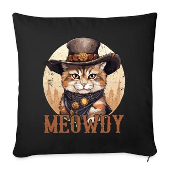 Miaou Chat Miow Chapeau de cow-boy Musique Country Texas - Coussin et housse de 45 x 45 cm - noir - Devant