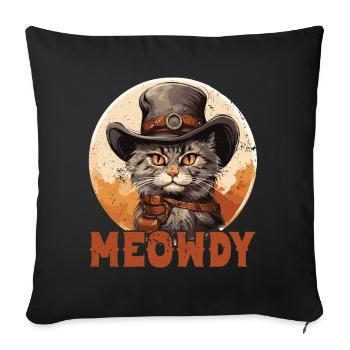 Meowdy Cat Miow chapeau de Cowboy Country Music Texas - Coussin et housse de 45 x 45 cm - noir - Devant
