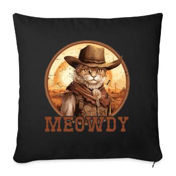 Miaou Chat Miow Chapeau de cow-boy Musique Country Texas - Coussin et housse de 45 x 45 cm - noir - Devant