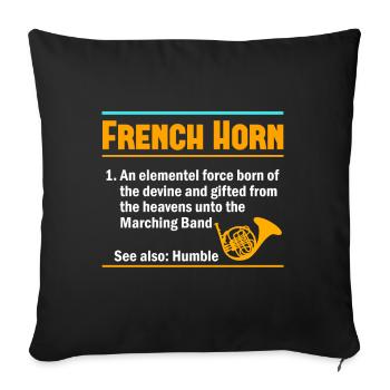 Französischer Horn -Spieler Hornist Messing Musik - Sofakissen mit Füllung 45 x 45 cm - Schwarz - Vorne
