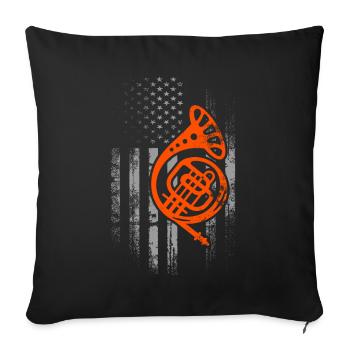 Französischer Horn -Spieler Hornist Messing Musik - Sofakissen mit Füllung 45 x 45 cm - Schwarz - Vorne