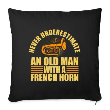 French Horn Player Horn Player Brass Music - Sofa pillow with filling 45cm x 45cm - black - Front