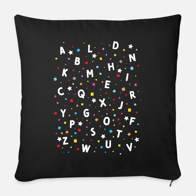 ABC Einschulung Schulanfang Schulanfänger Lesen - Sofakissen mit Füllung 45 x 45 cm - Schwarz