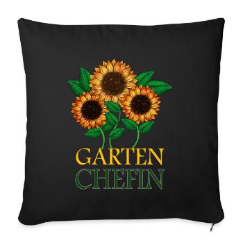 mère, jardin, patron, fleurs, lit, légumes, fruits, récolte - Coussin et housse de 45 x 45 cm - noir - Devant