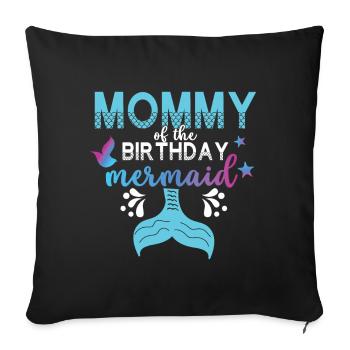Escouade de fête d’anniversaire pour sirène - Coussin et housse de 45 x 45 cm - noir - Devant