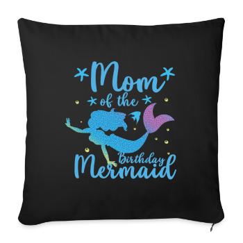 Escouade de fête d’anniversaire pour sirène - Coussin et housse de 45 x 45 cm - noir - Devant