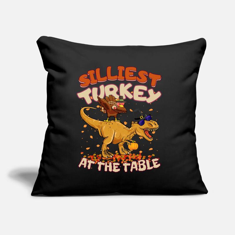 La dinde T-Rex la plus stupide de Thanksgiving à table Coussin et housse de 45 x 45 cm